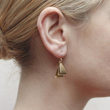 Marjorie Baer Two Layered Folded Triangles Wire Earrings On Ear