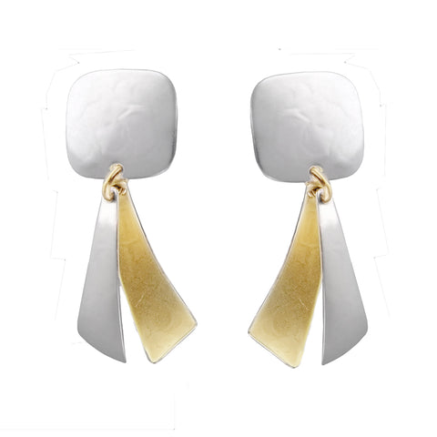 Marjorie Baer Two-Tone Arched Tabs Clip Earrings