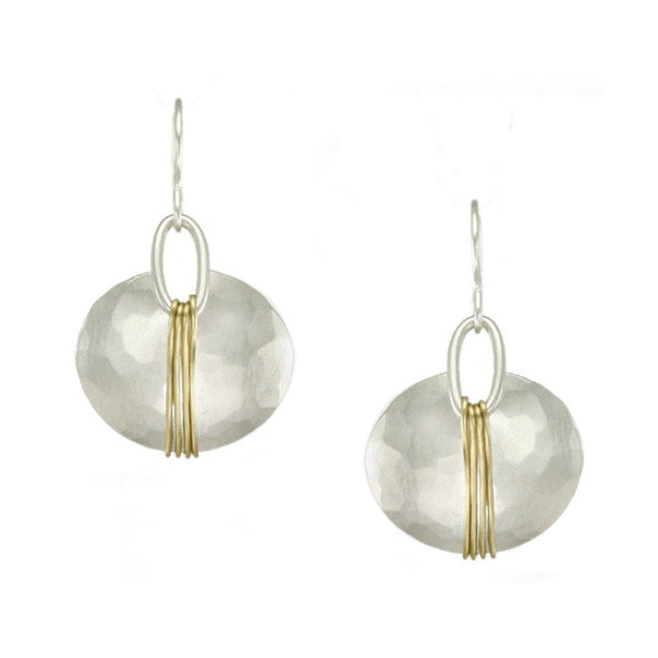 Marjorie Baer Silver Oval Gold Wire Wrapped Earrings