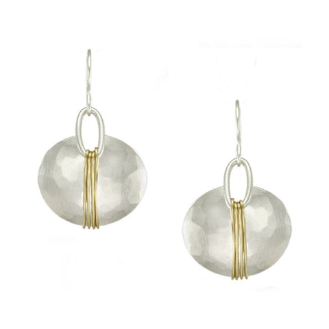 Marjorie Baer Silver Oval Gold Wire Wrapped Earrings