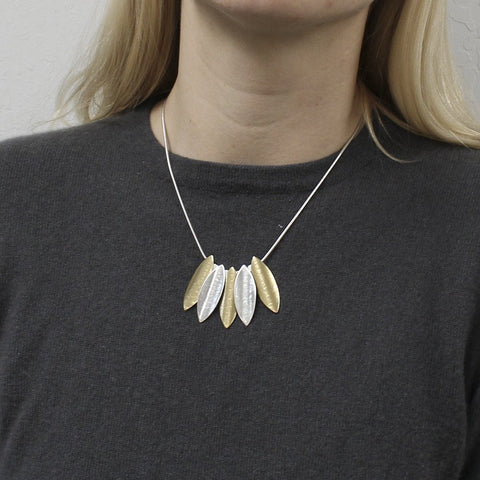 Overlapping Leaves Necklace on Model