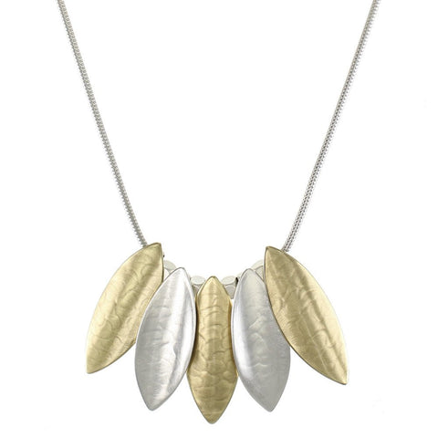 Marjorie Baer Overlapping Mixed Metals Leaves Necklace