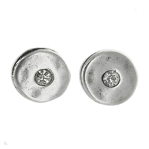 Metal Pointus Round Crystal Gena Post Earrings
