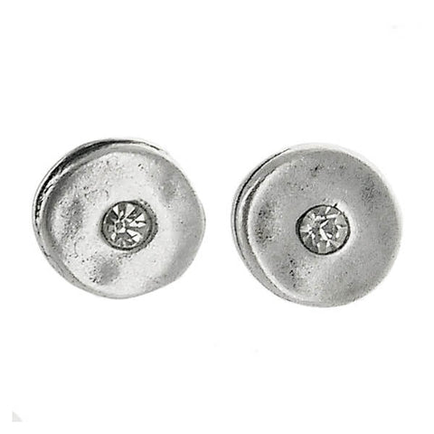 Metal Pointus Round Crystal Gena Post Earrings