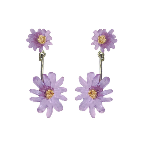 Michael Michaud Aster Flower Double Drop Post Earrings