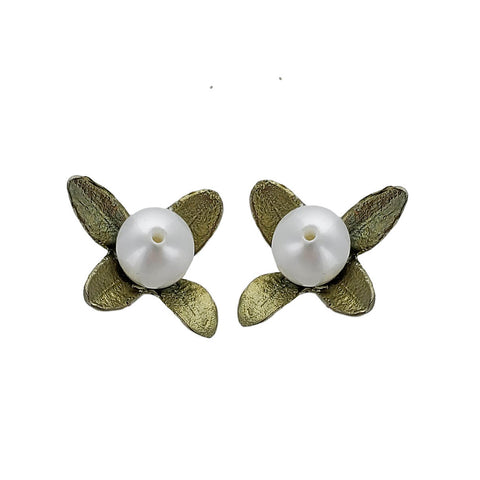 Michael Michaud Boxwood Flower Post Earrings