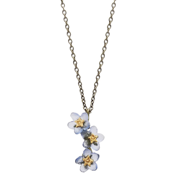  Michael Michaud Forget Me Not Triple Flower Pendant Necklace