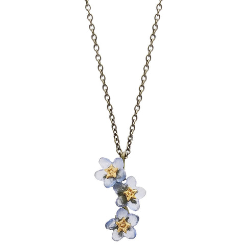  Michael Michaud Forget Me Not Triple Flower Pendant Necklace