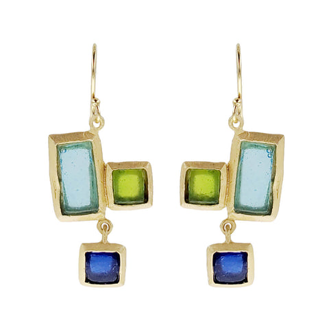 Michael Vincent Michaud Side By Side Mosaic Dangle Earrings