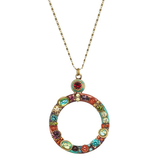 Michal Golan Mult Bright Sparkling Open Hoop Necklace