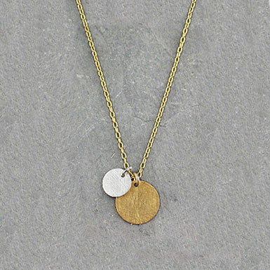 Zina Kao Petite Mixed Metal Double Disc Necklace