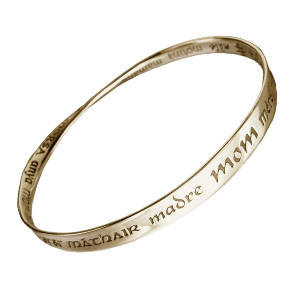 Mom In 32 Languages 14k Gold Mobius Bracelet