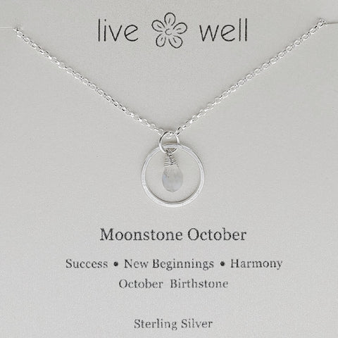 Moonstone October Birthstone Hoop Necklace By Live Well