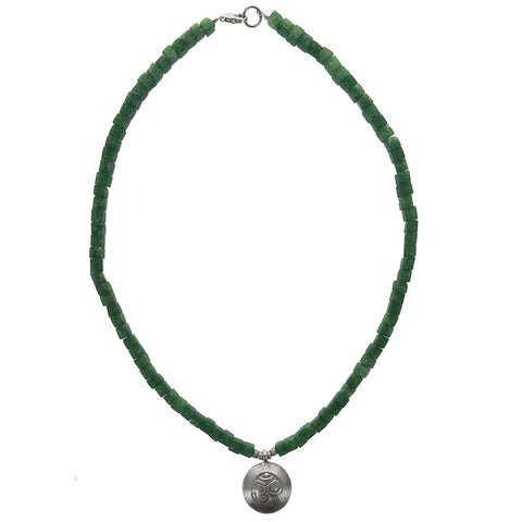 Prosperity Green Jade Ohm Necklace