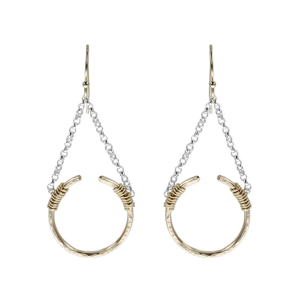 Open Circle Gold On Gold Drop Earrings