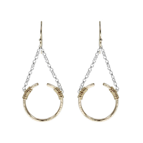 Open Circle Gold On Gold Drop Earrings