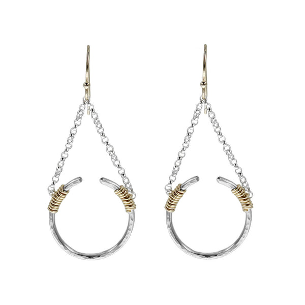 Open Circle Gold On Sterling Drop Earrings