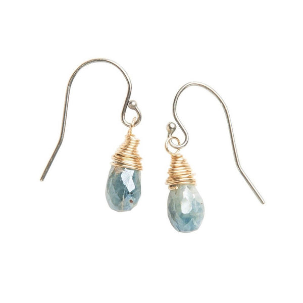 Original Hardware Kyanite Wire Wrap Drop Earrings