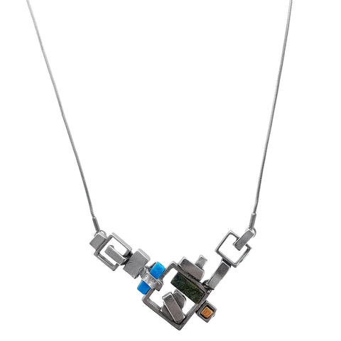 Osmose Squares Stones Glass Necklace