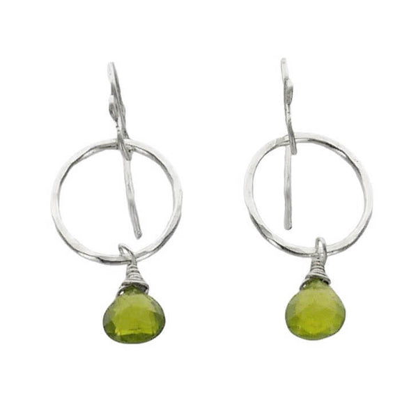 Peridot Drop Hoop Earrings