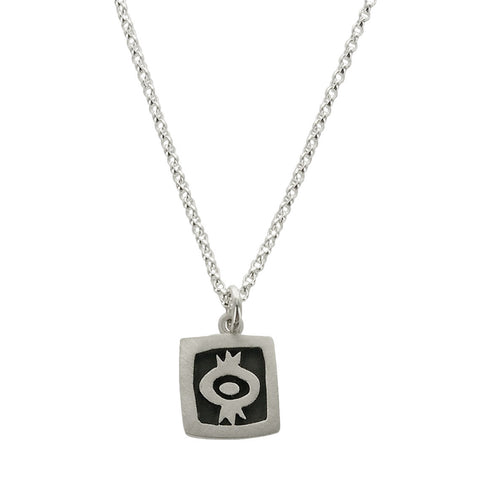 Pomegranate Sterling Silver Square Pendant Necklace