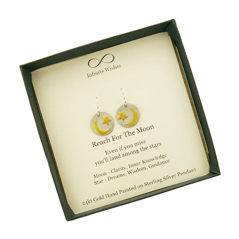 Reach For The Moon Land Among the Stars Earrings In Gift Box