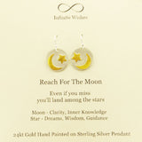 Reach For The Moon Land Among the Stars Earrings On Card
