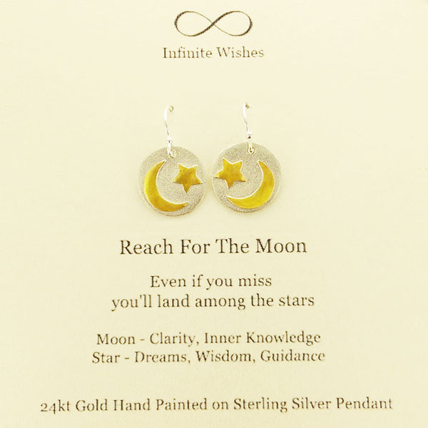 Reach For The Moon Land Among the Stars Earrings On Card