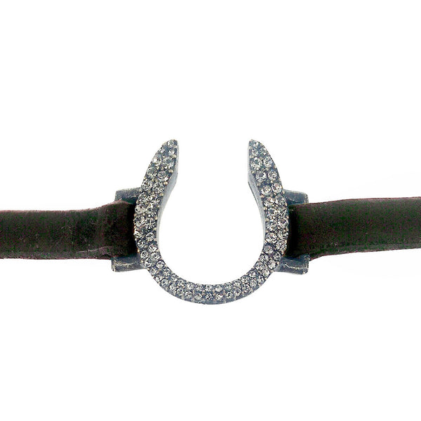 Rebel Crystal Horseshoe Thin Leather Bracelet