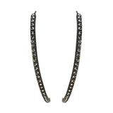 Rebel Designs Crystal Half Moon Hoop Post Earrings Front View