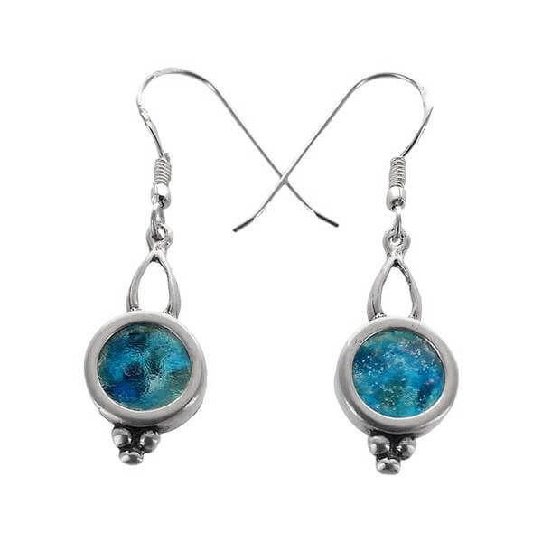 Roman Glass Elegant Circle Pomegranate Earrings