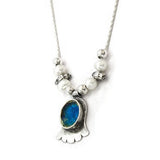 Roman Glass Hamsa With Pearls Necklace
