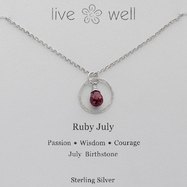Ruby July Birthstone Necklace By Live Well