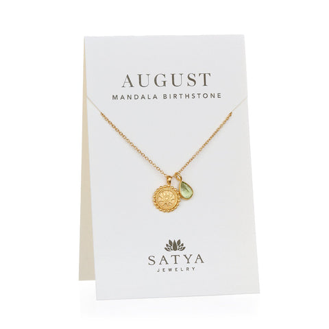 Satya Mandala August Birthstone Necklace On Card