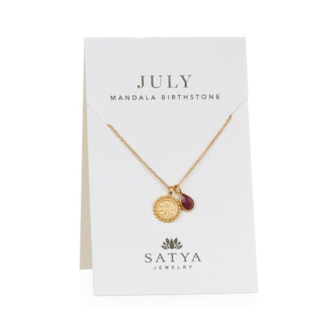 Satya Mandala July Birthstone Necklace On Card