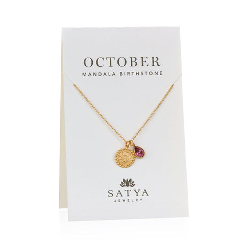  Mandala October Birthstone Necklace On Card