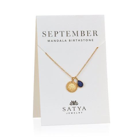 Satya Mandala September Birthstone Necklace On Card
