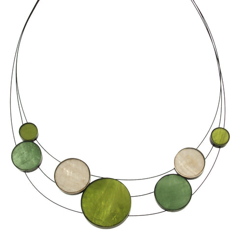 Shades Of Green Orbiting Discs Necklace