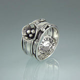 Products Sherry Tinsman Triple Jennifer Silver Dogwood Ring Side View