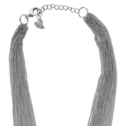 Silky Silver Strands Necklace Up Close