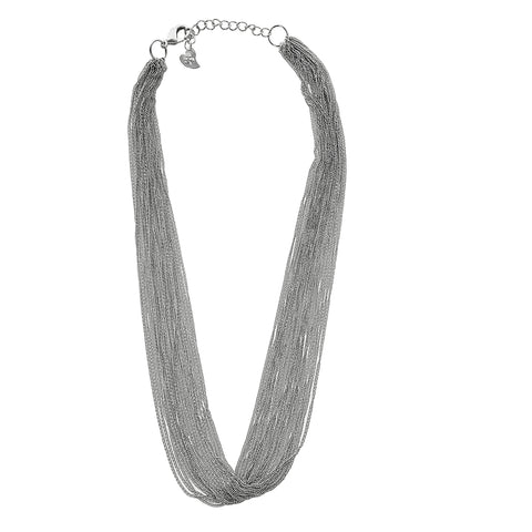 Silky Silver Strands Necklace