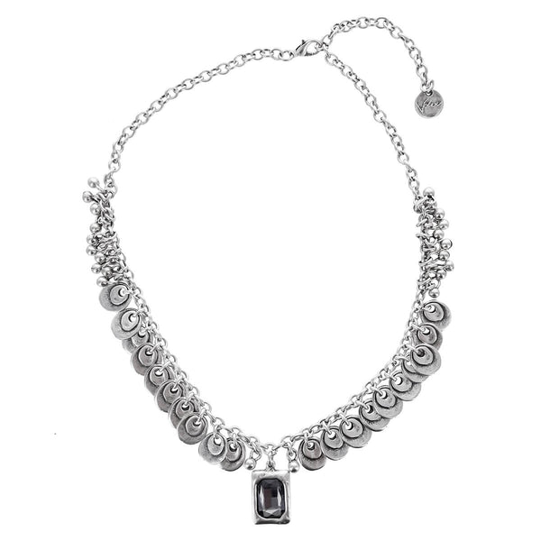 Silver Fringe Crystal Drop Necklace