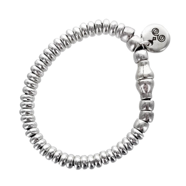 Spanish Leather Silver Beads Bracelet 