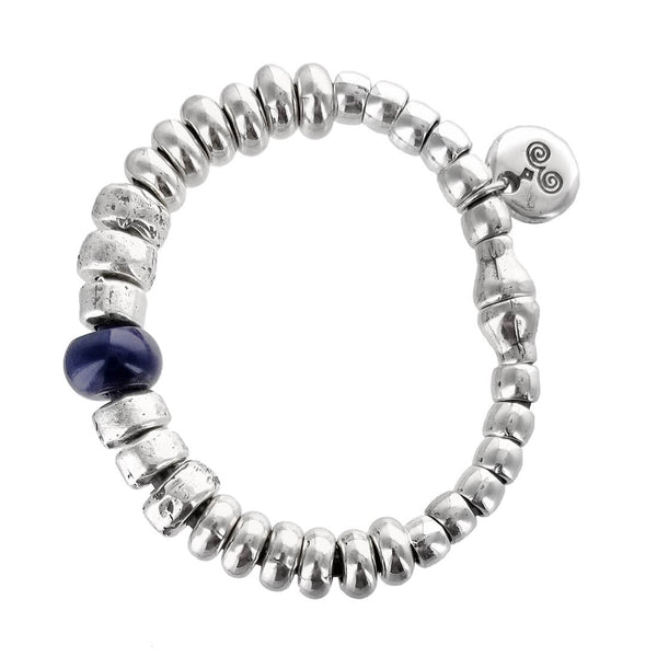 Spanish Leather Silver Beads Bracelet
