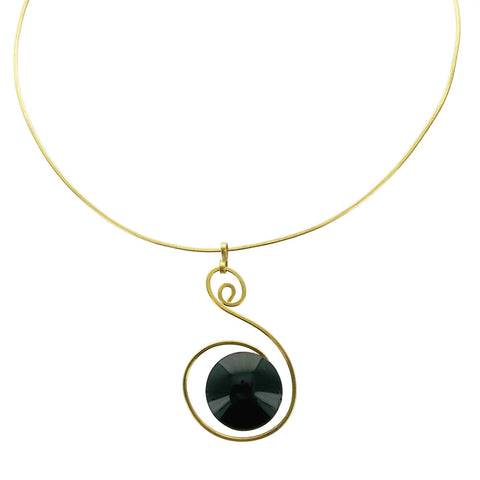 THR Barcelona Single Stone Spiral Pendant Necklace