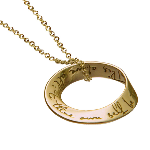 To Thine Own Self Be True 14K Gold Mobius Pendant Necklace