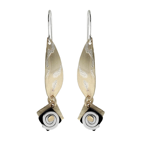 Whitney-Designs-Slender-Silver-Leaf-Spiral Drop Earrings