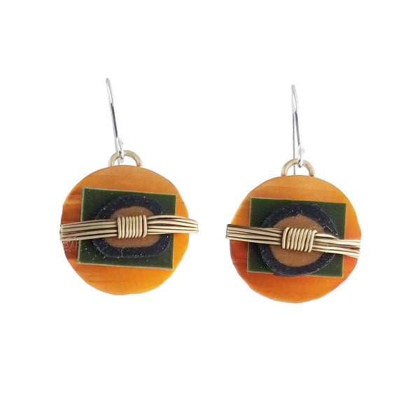 Whitney Round Copper Patina Tapestry Earrings