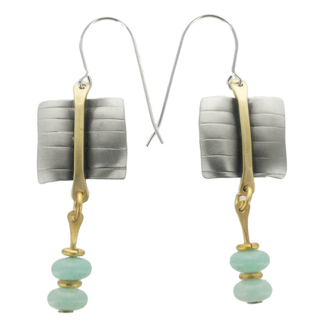 Whitney Silver Textured Amazonite Link Earrings