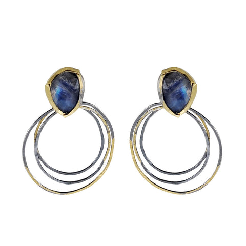  Wrapped Moonstone Hoops Post Earrings